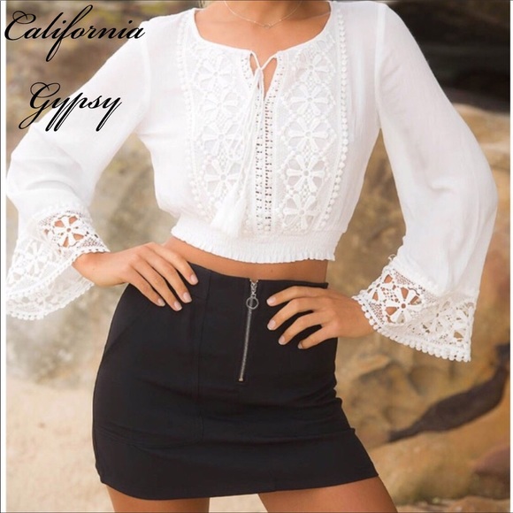 Boho Chic Crochet Bell Sleeve Top LAST ONE - Picture 2 of 7